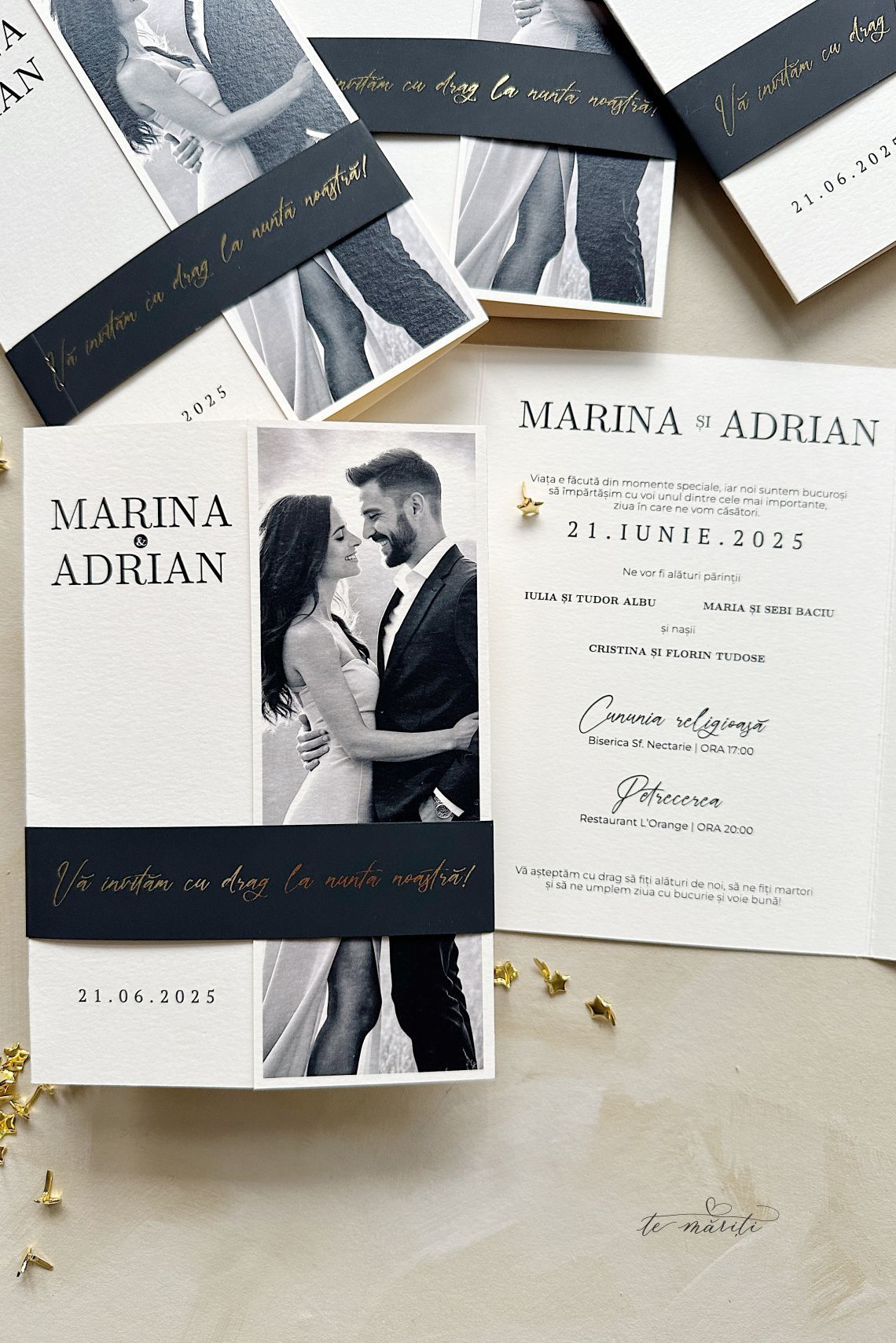Invitatie cu poza alb negru