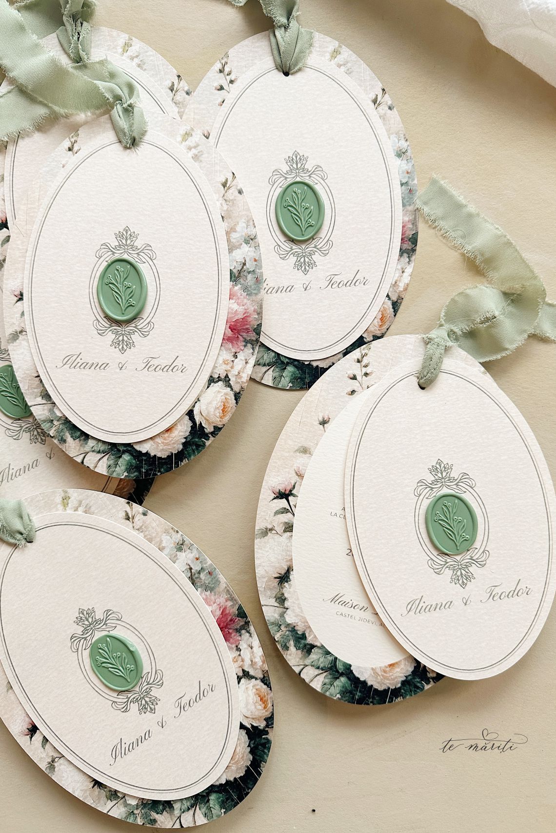 Invitatie de nunta Oval Sage